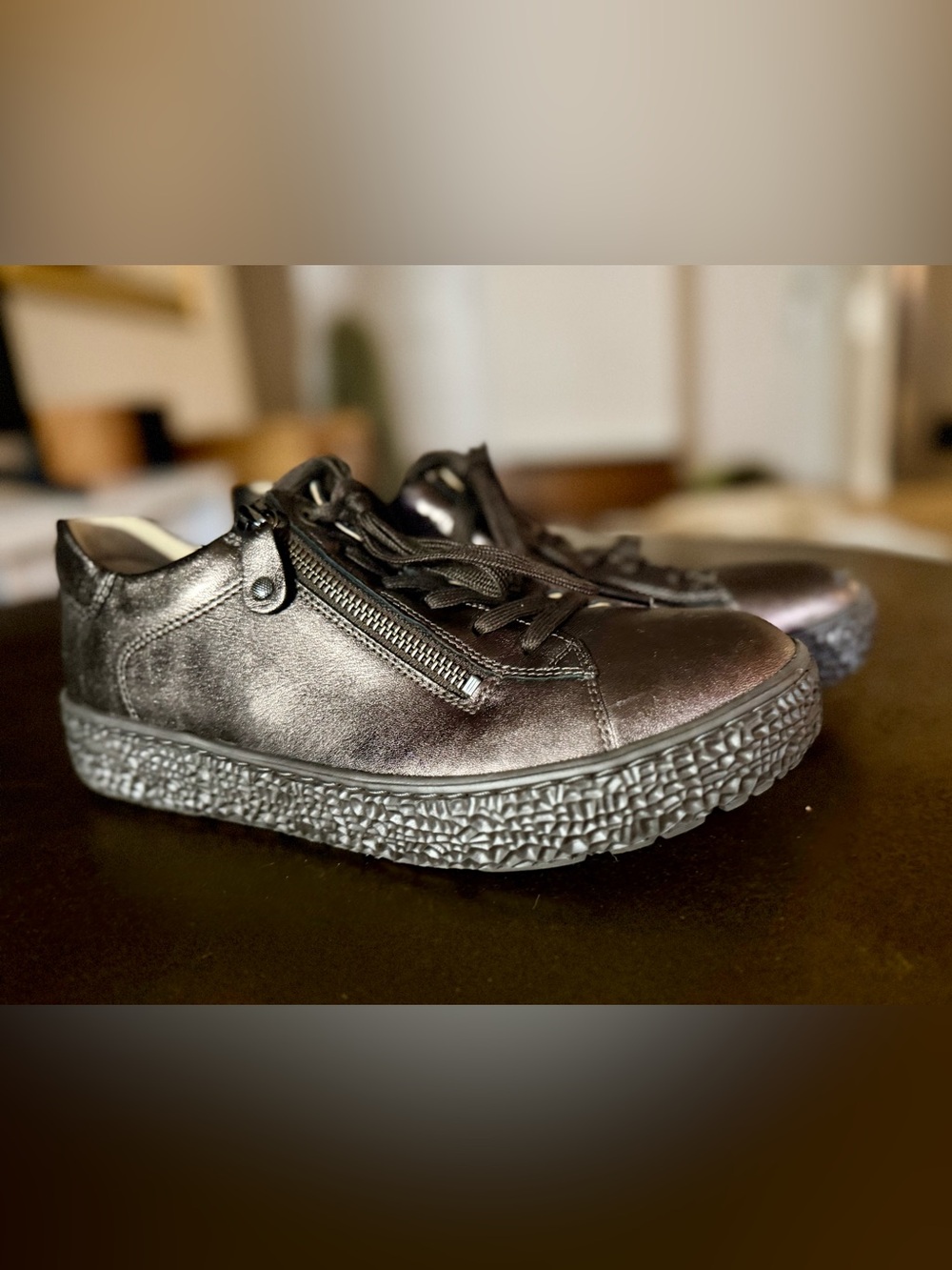 Hartjes Metallic Pewter Comfort Sneakers – Size 7 UK / 9-9.5 US